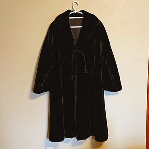 Elegant Brown Vintage Faux Fur Coat